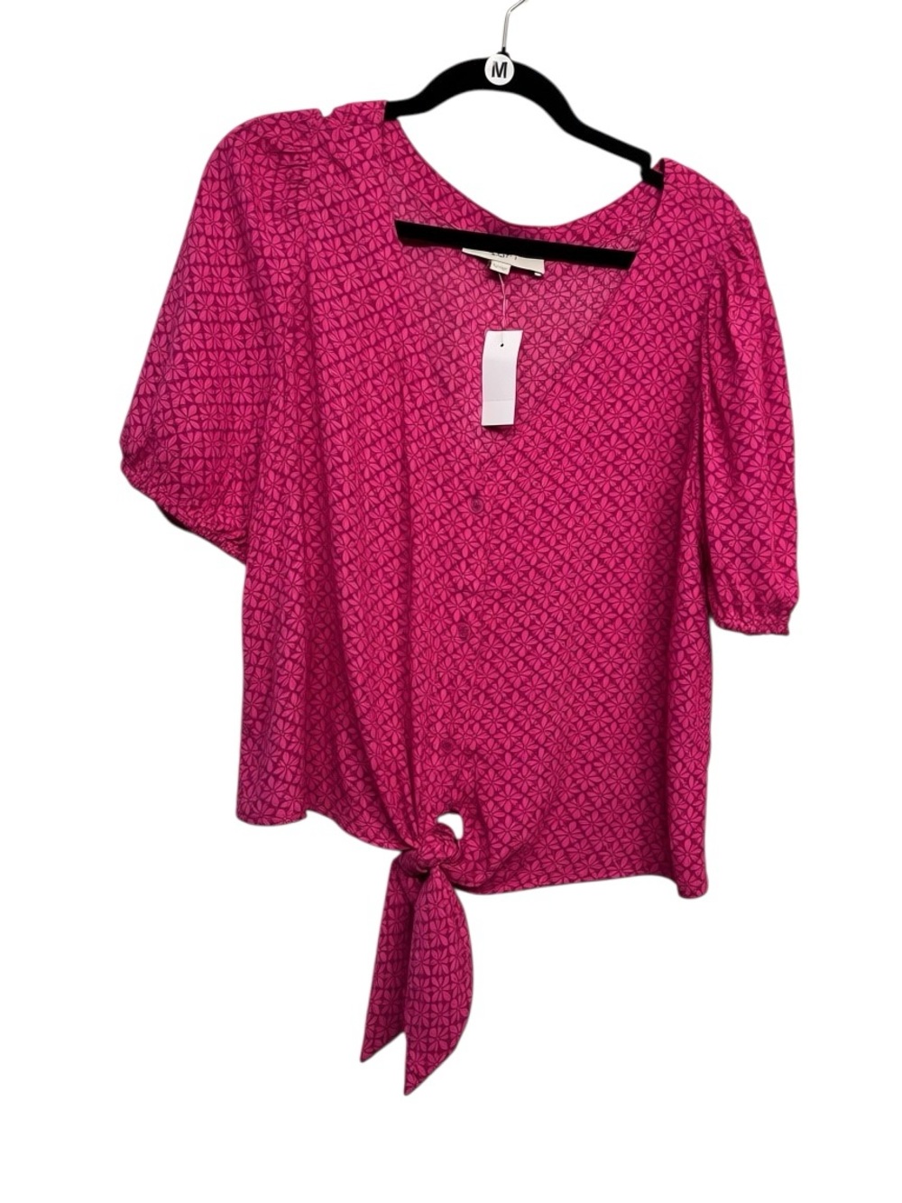 LOFT Pink Patterned Tie-Front Blouse 
PTP 23
